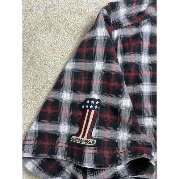 Harley Davidson Motorcycles Genuine Merchandise Plaid Flannel Dress Shirt 2XL - Picture 5 of 10